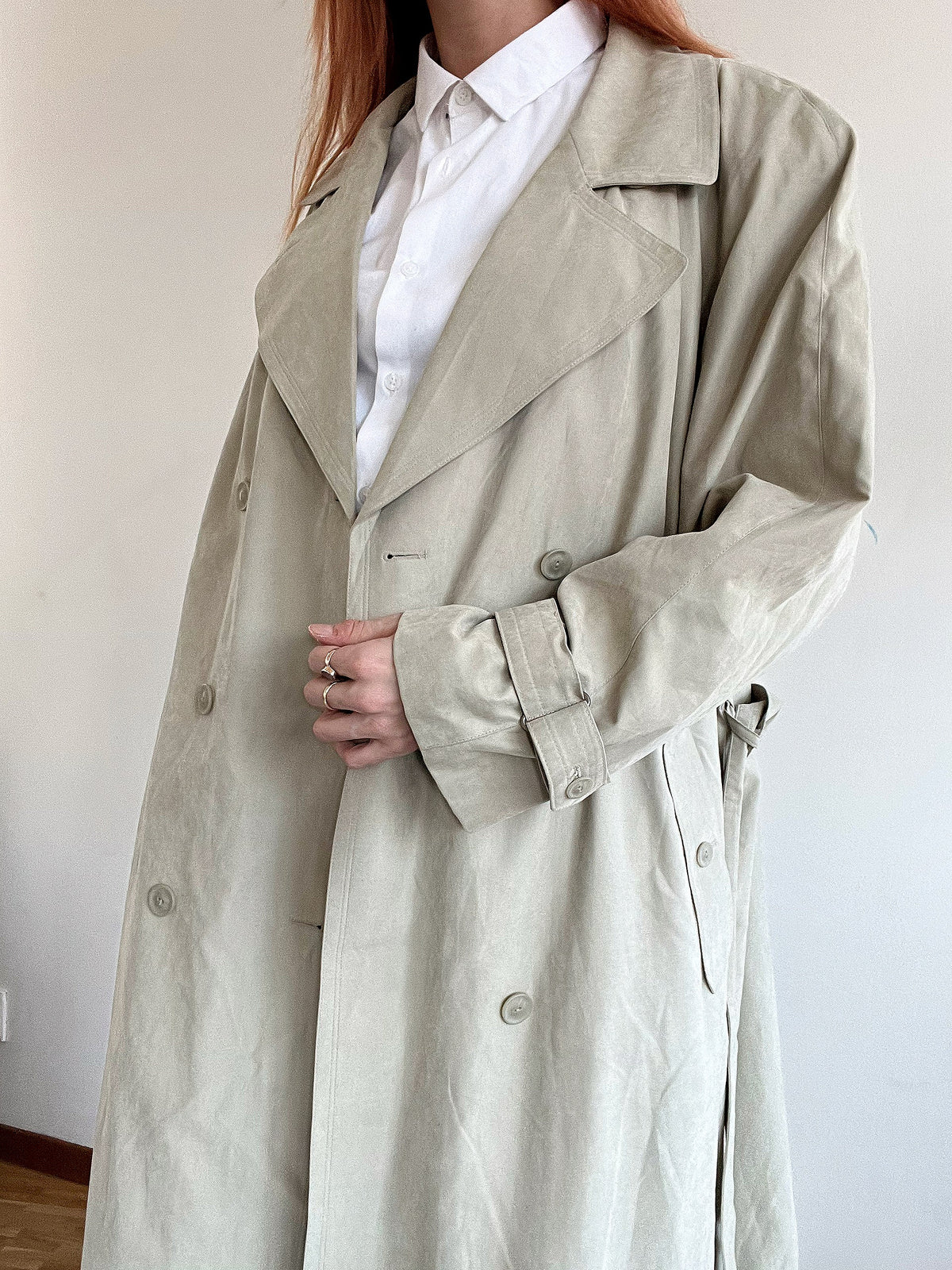 Trench coat vintage beige tout doux M oversized