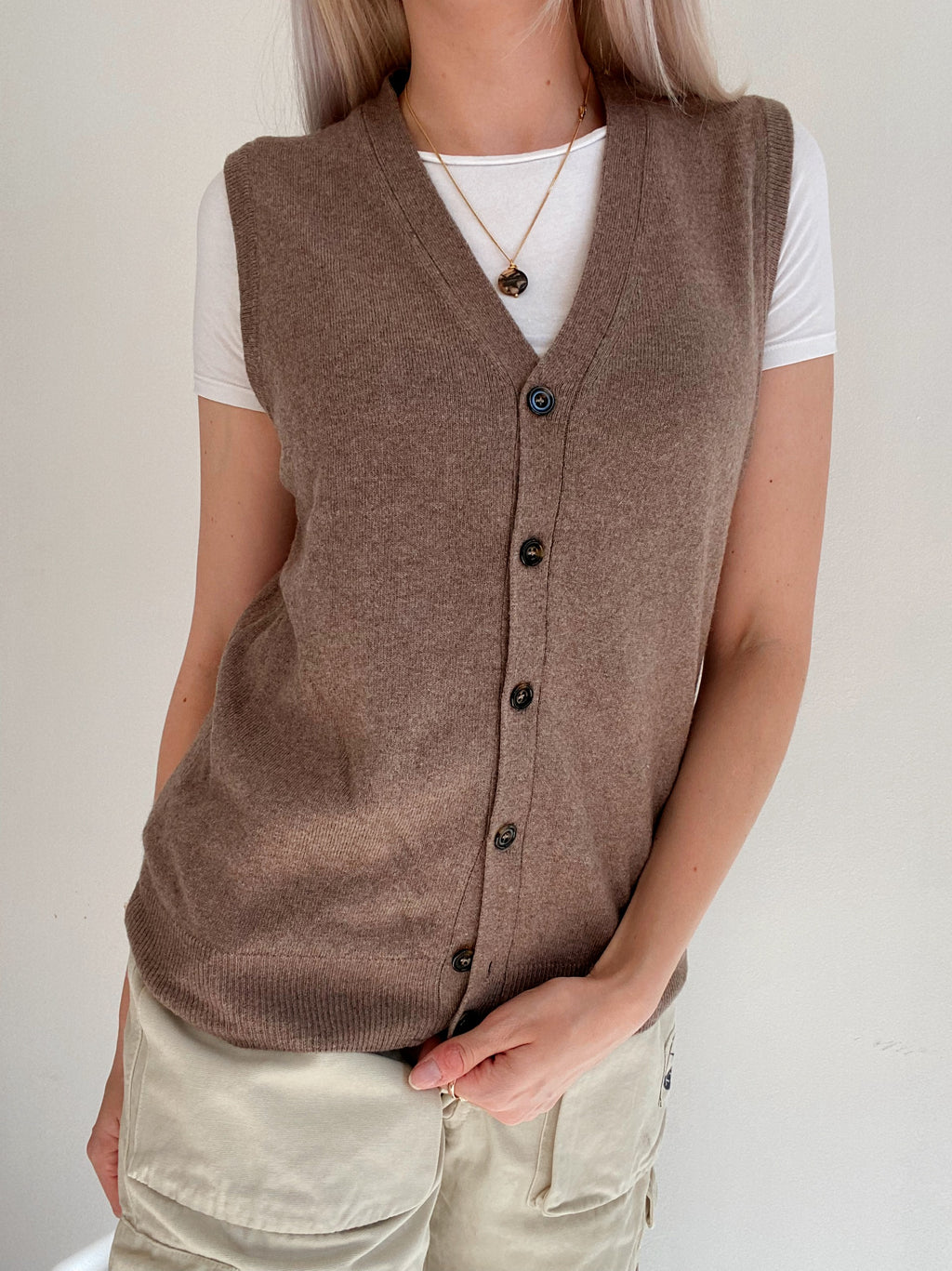 Gilet en cachemire brun M