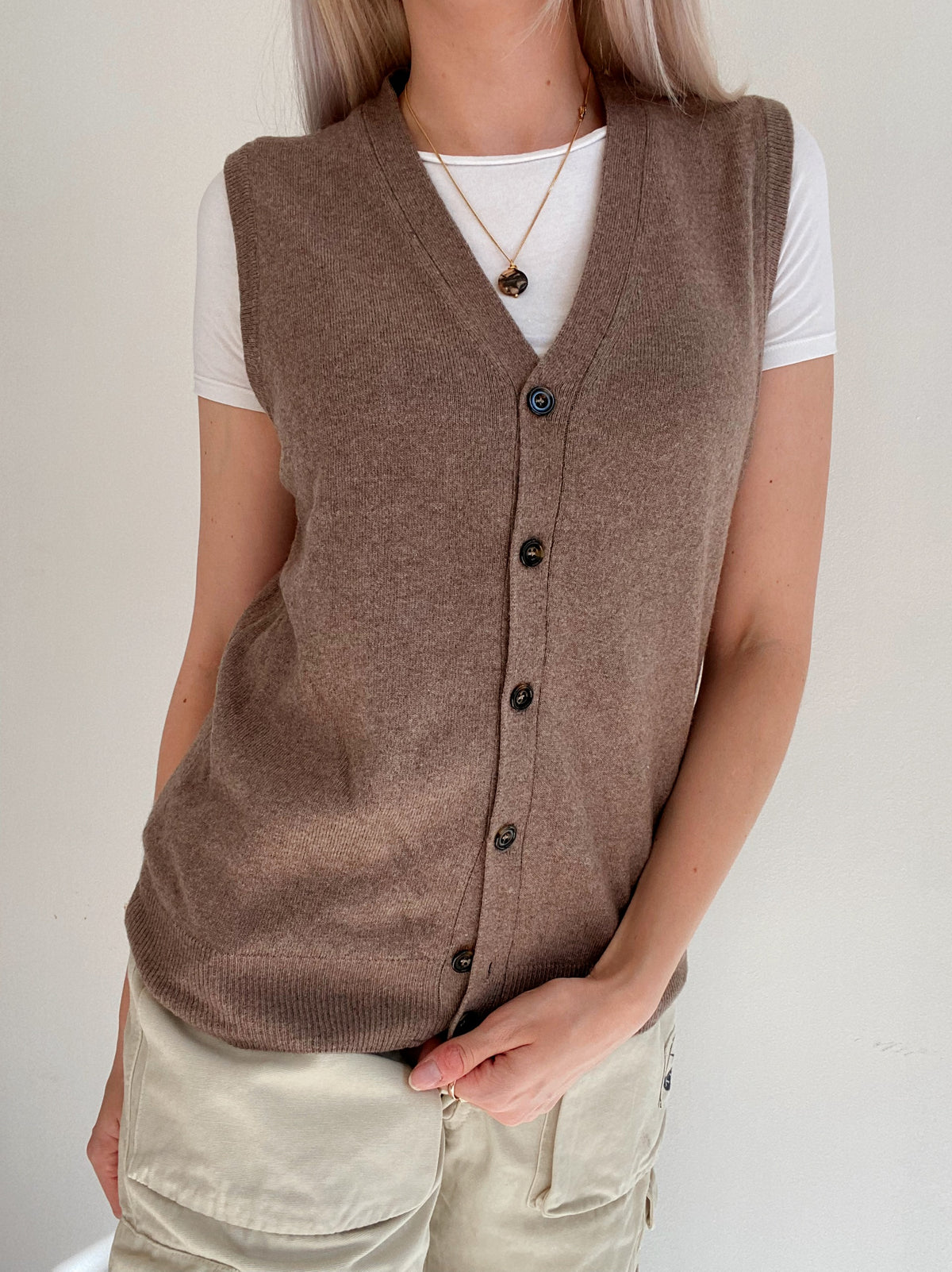 Gilet en cachemire brun M