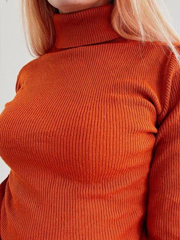 Pull à col roulé vintage orange S