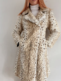 Manteau en fausse fourrure blanc cassé lynx S/M
