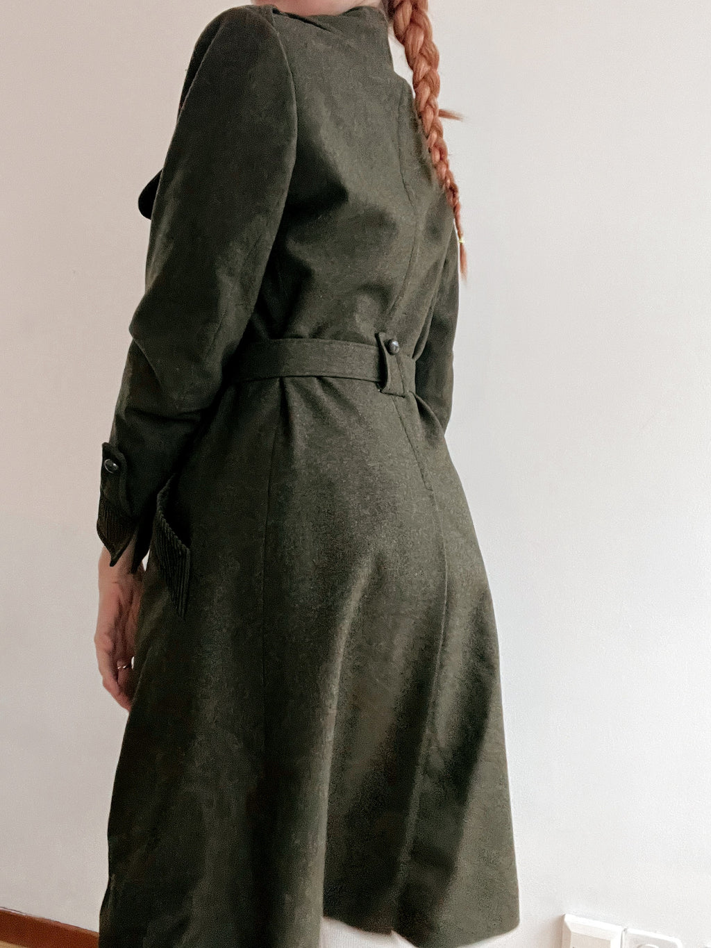 Vintage Khaki-Wollmantel S/M
