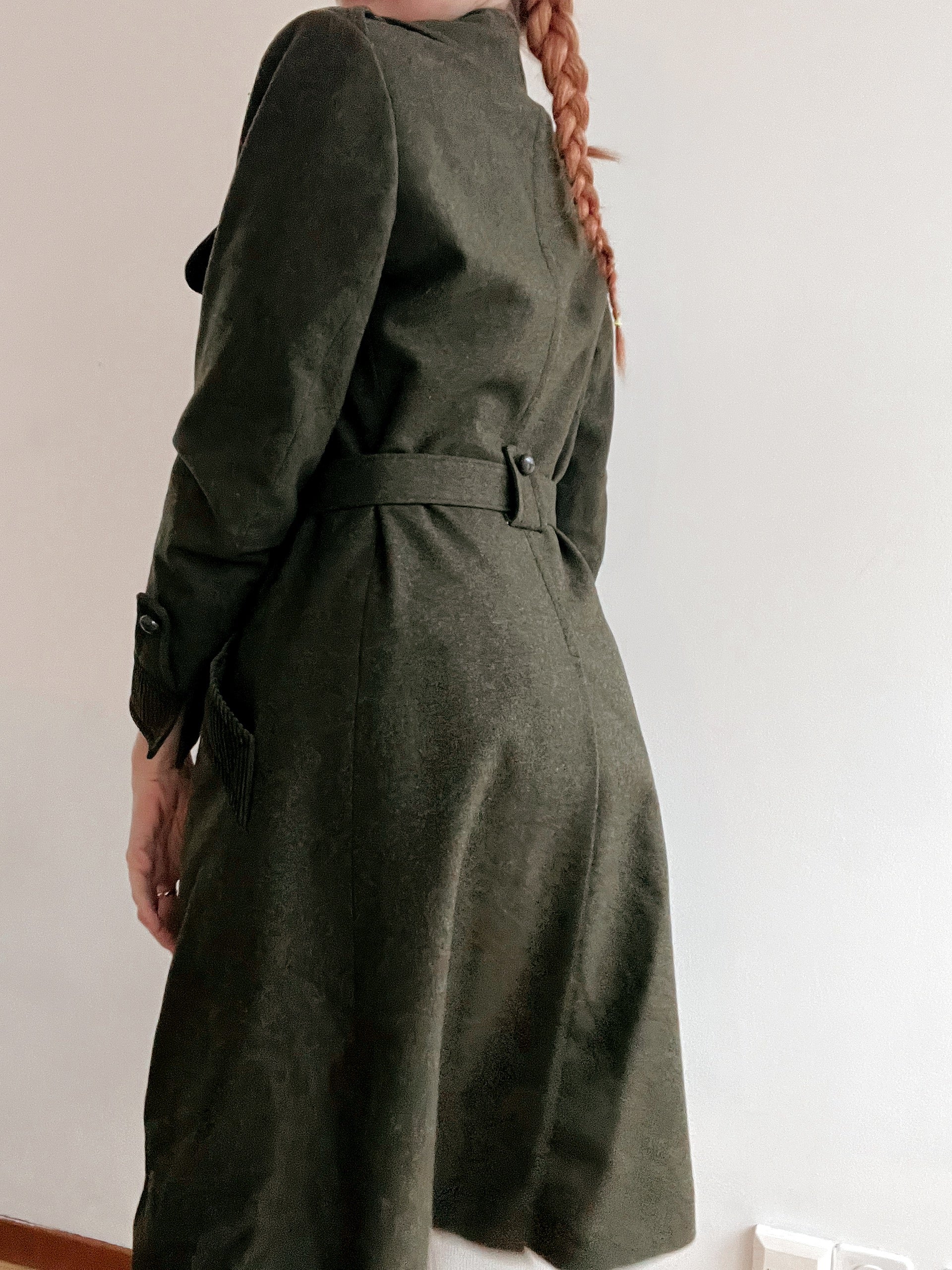 Vintage Khaki-Wollmantel S/M