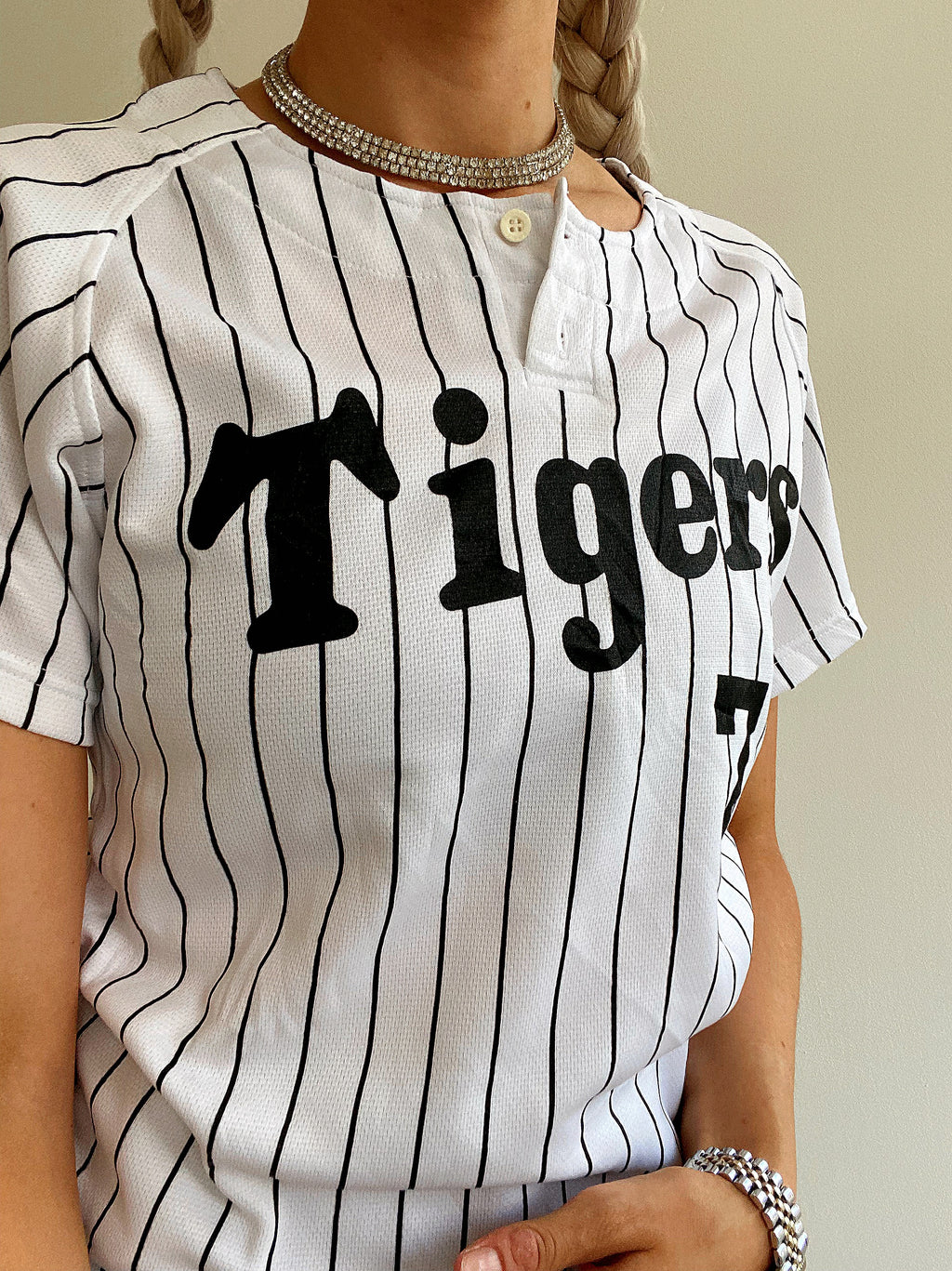 Sporttrikot - weißes und schwarzes T-Shirt Tigers XS