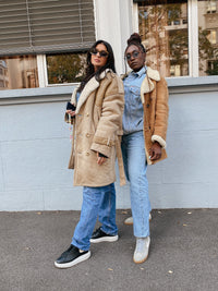 Manteau camel mouton retourné