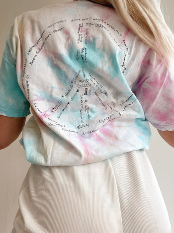 T-shirt vintage blanc bleu rose tie and dye M