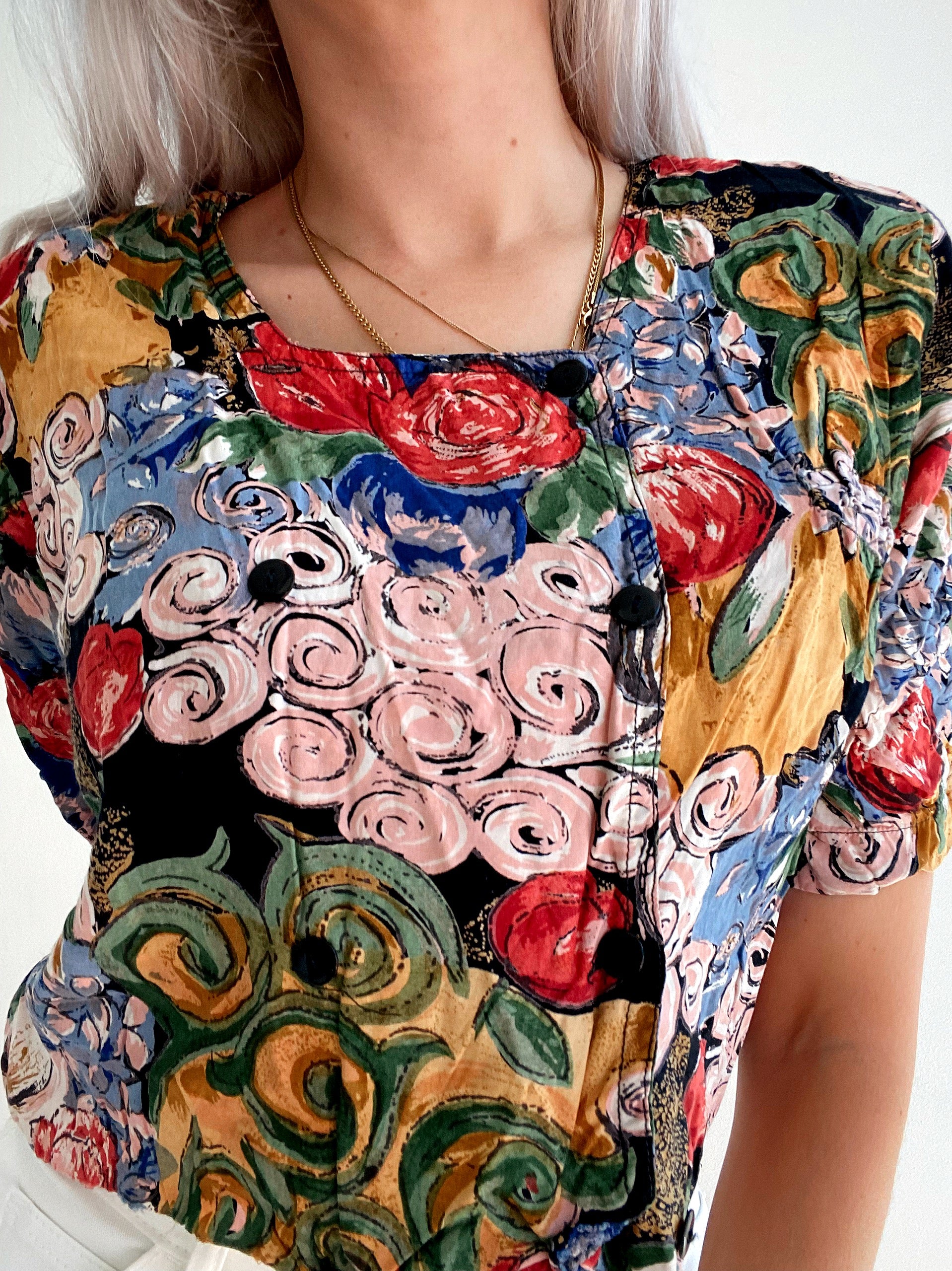 Chemise Vintage 80/90s à motifs (boutons de côté)