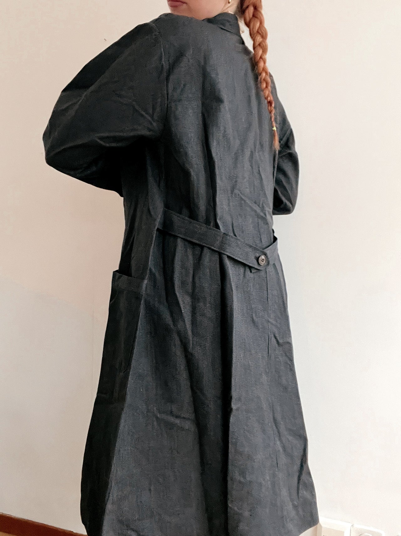 Trench coat vintage bleu/gris très foncé en jeans L