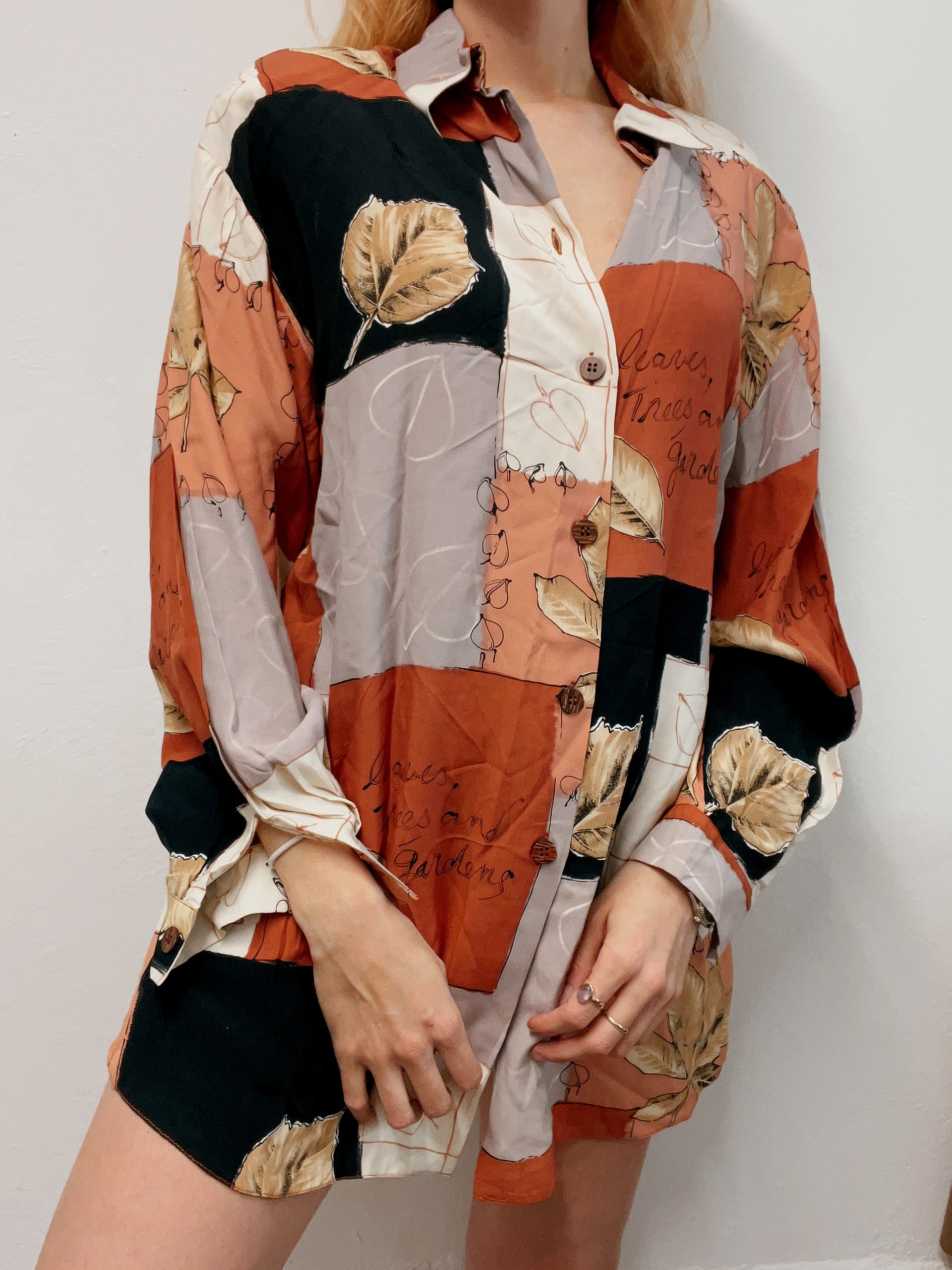 Chemise vintage 80’s 90’s terracotta à motifs