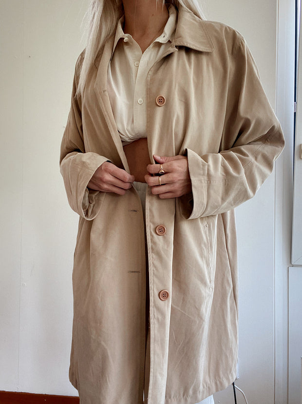 Trench coat vintage mi-long beige