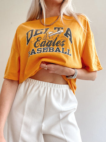 T-shirt vintage USA Delta Eagles Jaune XL