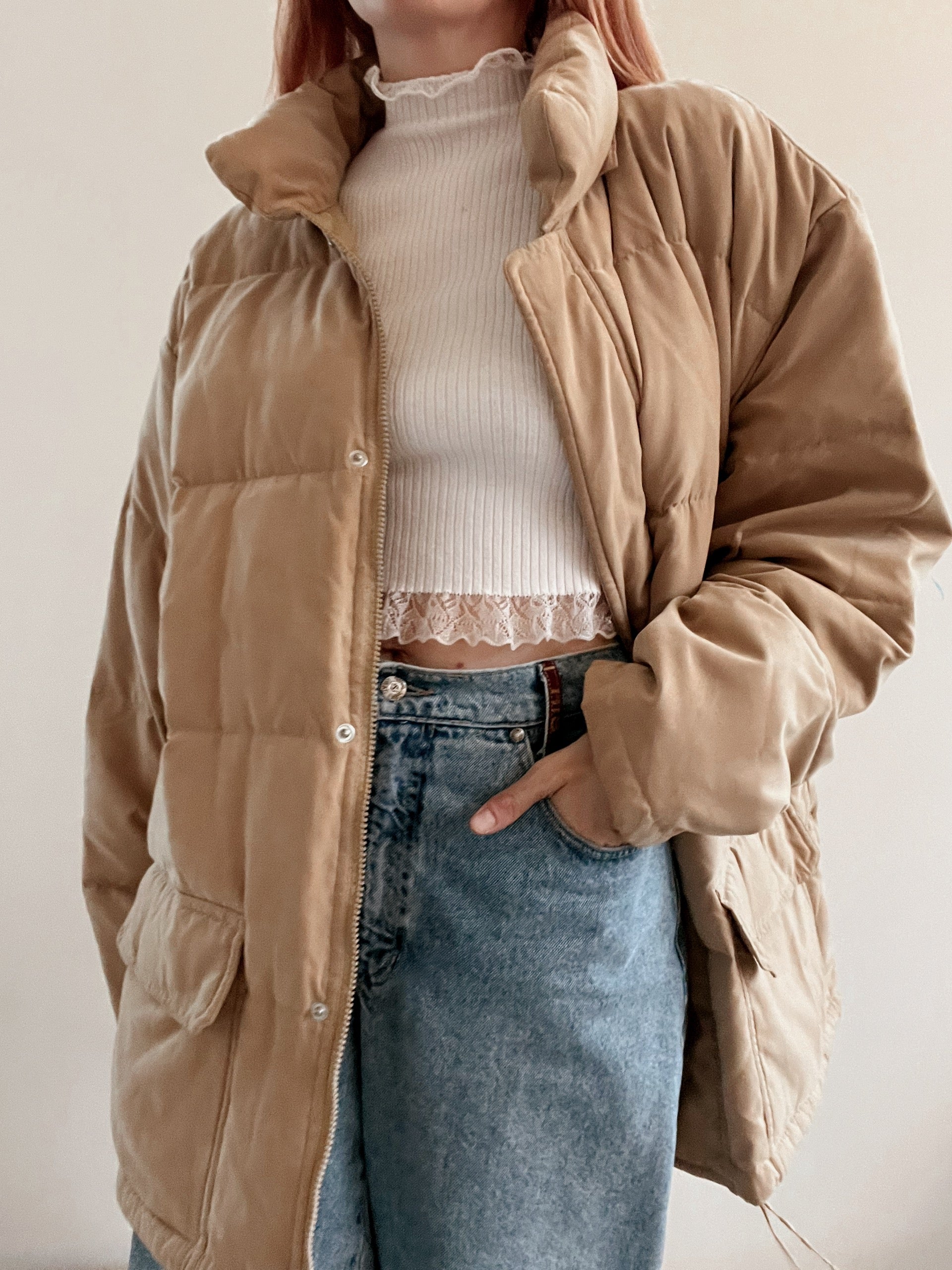 Doudoune vintage beige plume d’oie XL