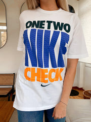 White"One two Nike"Nike L T-Shirt
