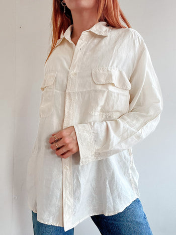 Chemise en soie blanc cassé L