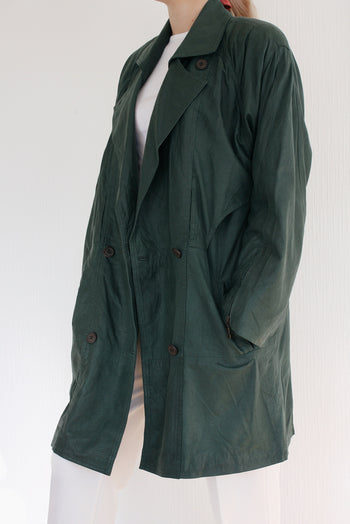 Manteau vert foncé en cuir M