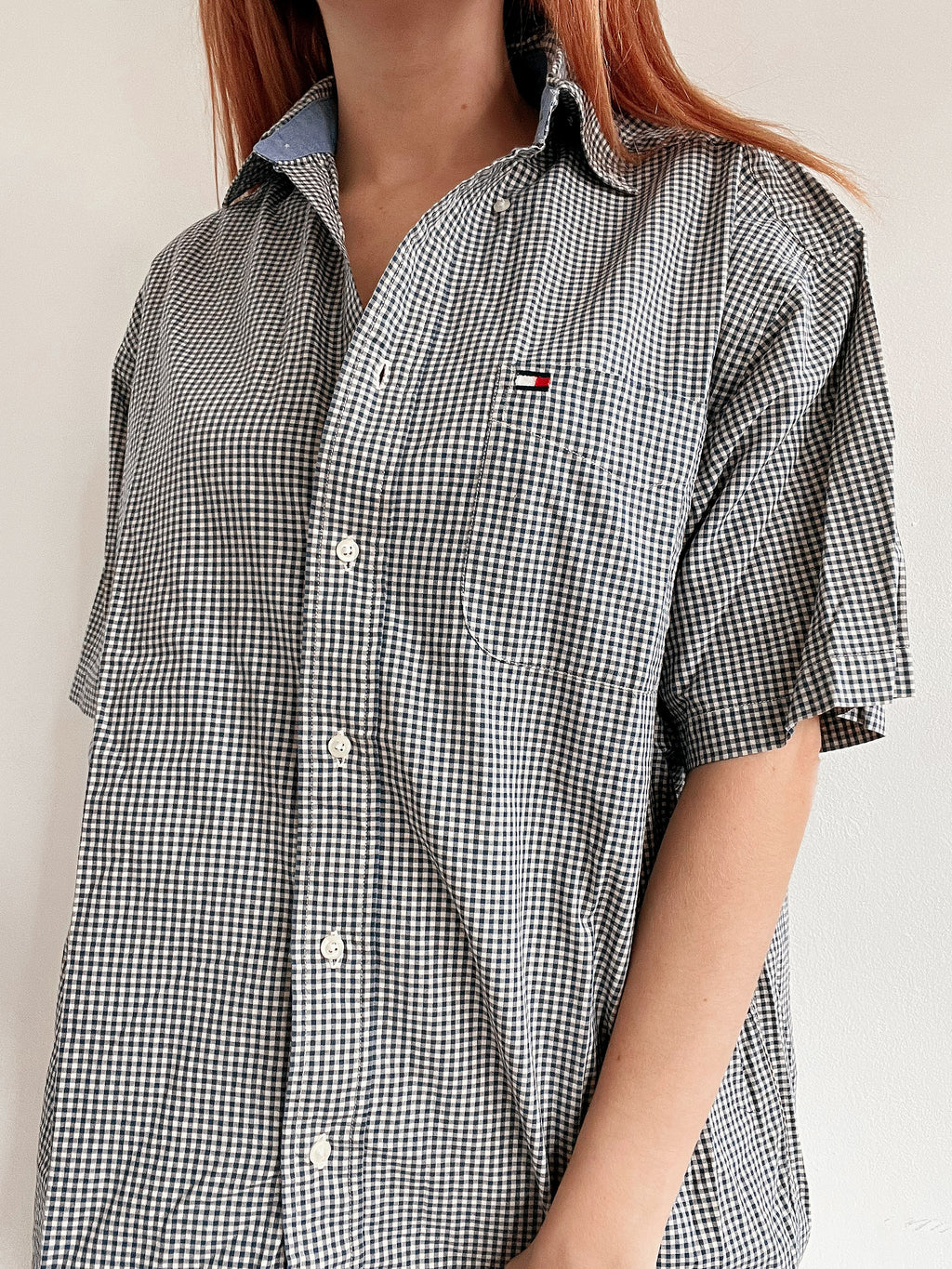 Chemise vintage blanc et bleu Tommy Hilfiger S