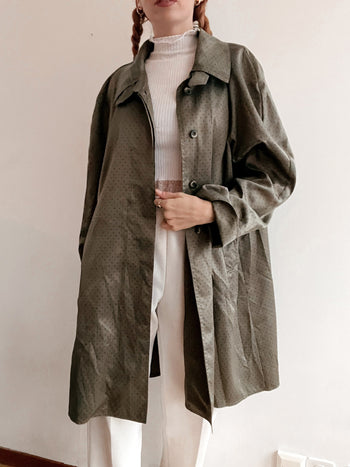 Trench coat vintage khaki très fin à pois M