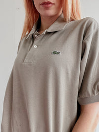 Lacoste L white striped mauve polo shirt