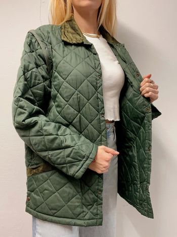 Vintage khakigrüne Steppjacke M 