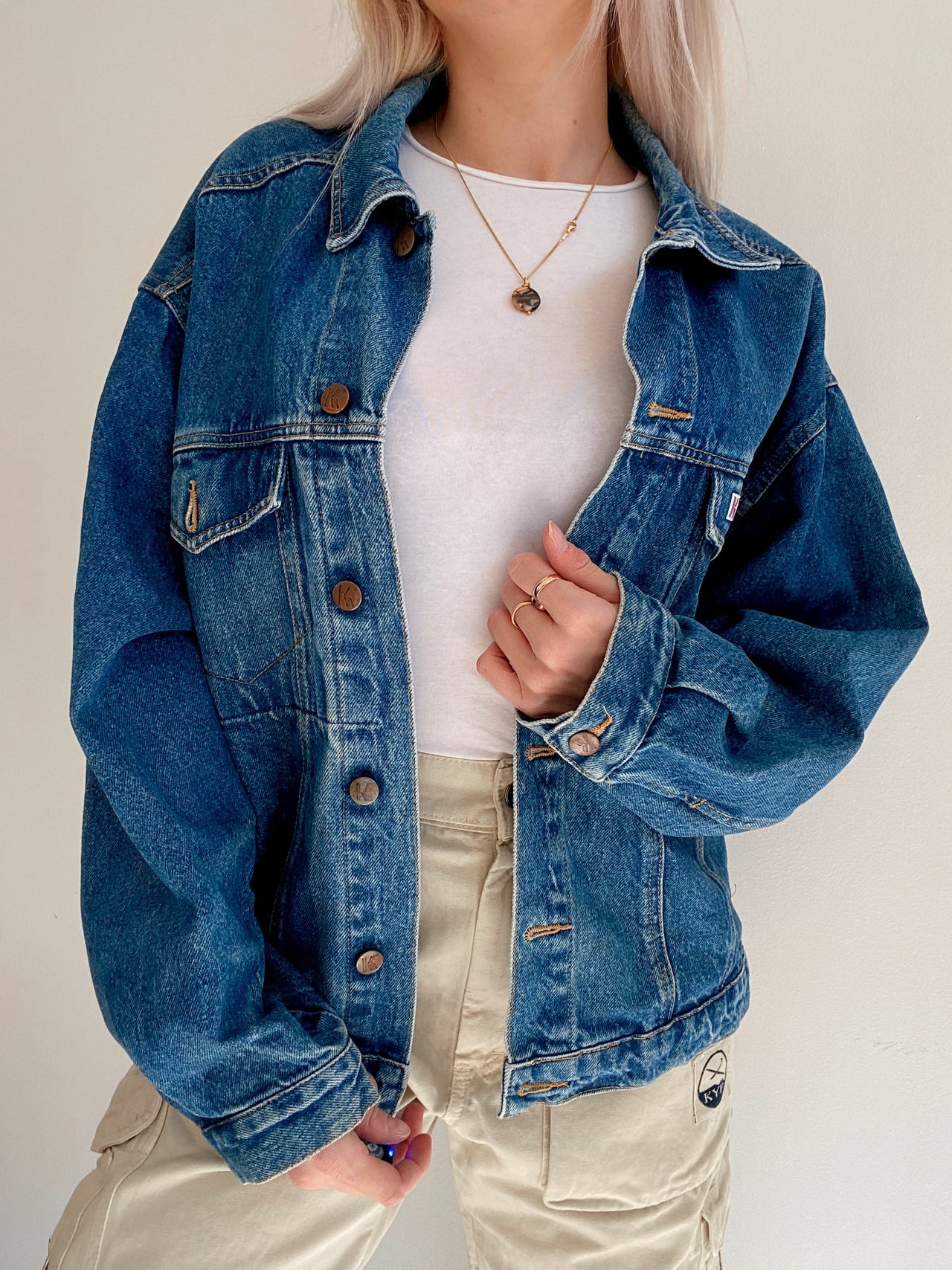 Veste en jeans vintage bleue foncée M