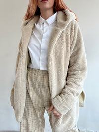 Cremefarbene Teddybär-/Fleecejacke XL