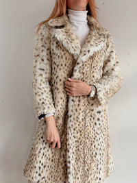 Manteau en fausse fourrure blanc cassé lynx S/M