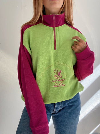 Pull polaire vintage vert fluo et violet Diadora M