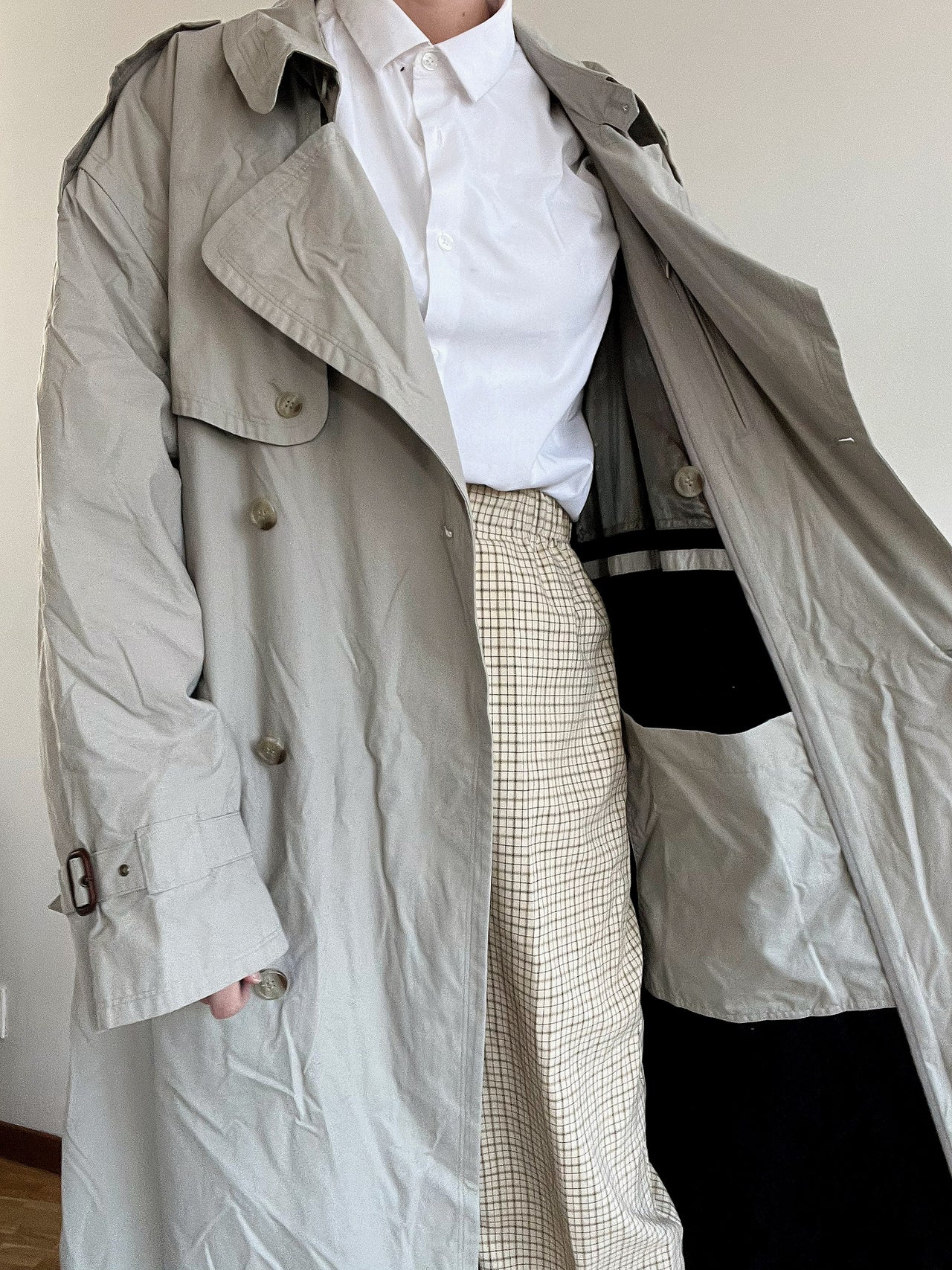 Trench coat vintage gris/beige  L oversized