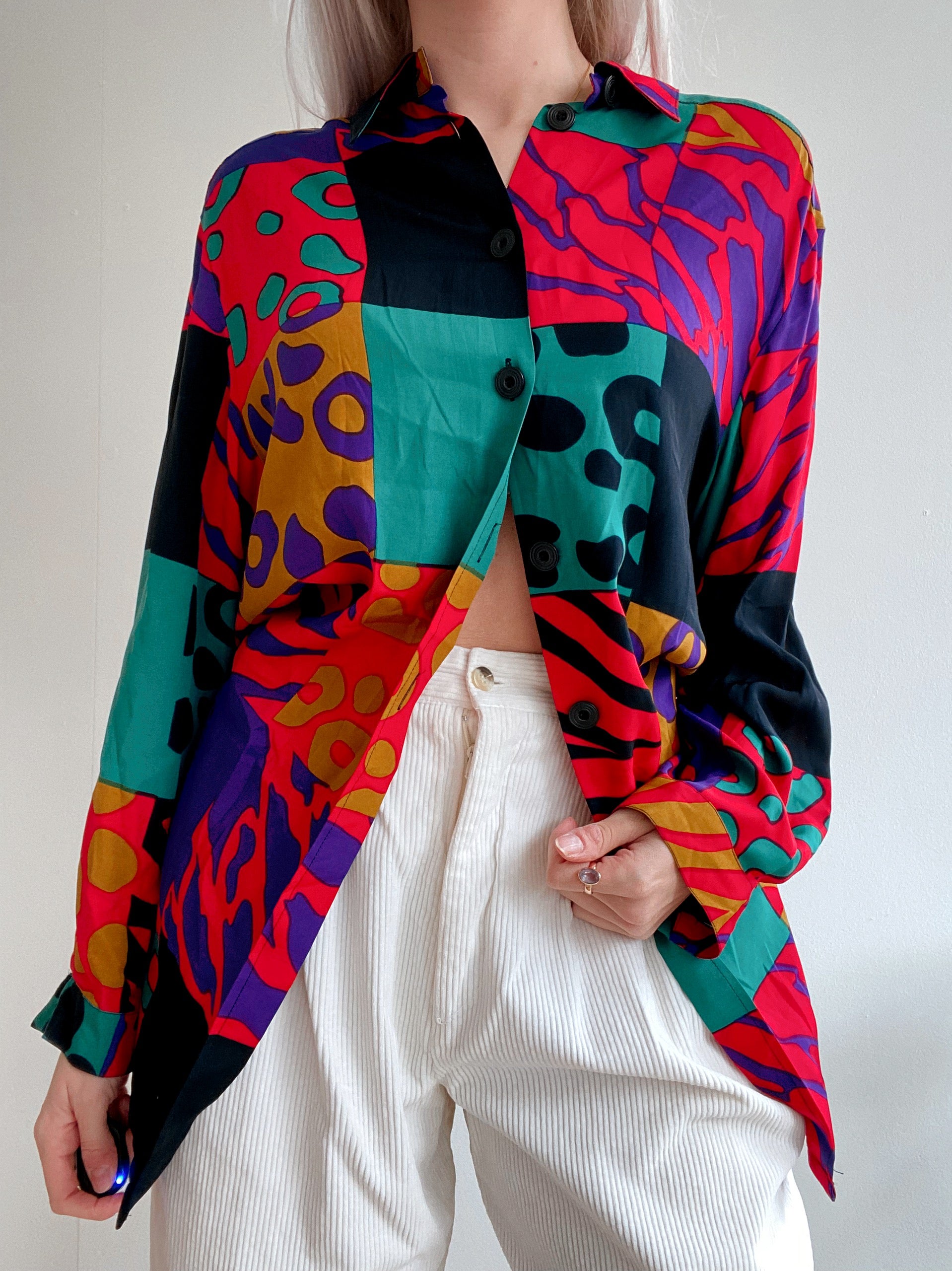 Chemise Vintage 80/90s multicolore à motifs