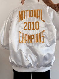 White and blue jacket with orange collar Adidas XL