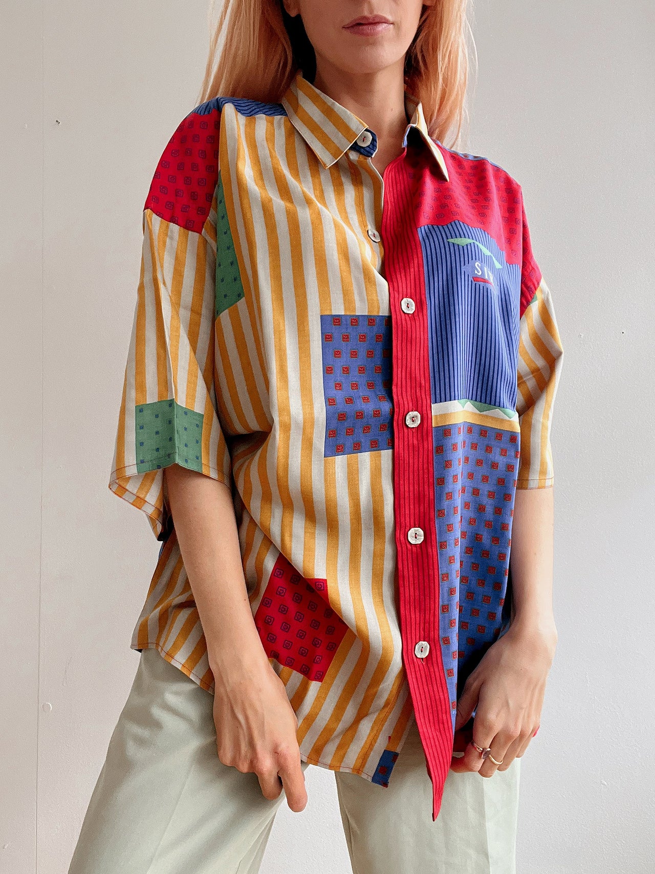 Vintage 80/90s shirt purple/blue/mustard M