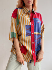 Chemise vintage 80’s multicolore à motifs