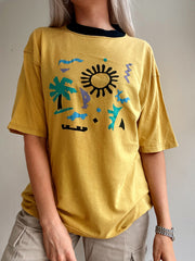 T-shirt vintage Jaune moutarde L