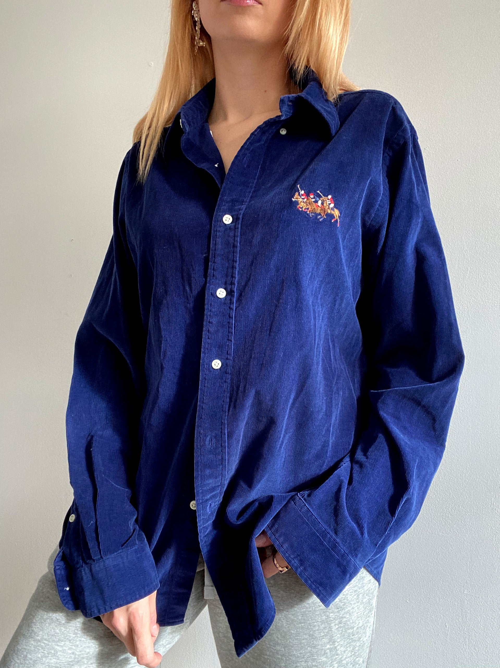 Chemise Vintage Ralph Lauren bleue en velours L