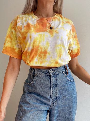 T-shirt vintage tie and dye Jaune L