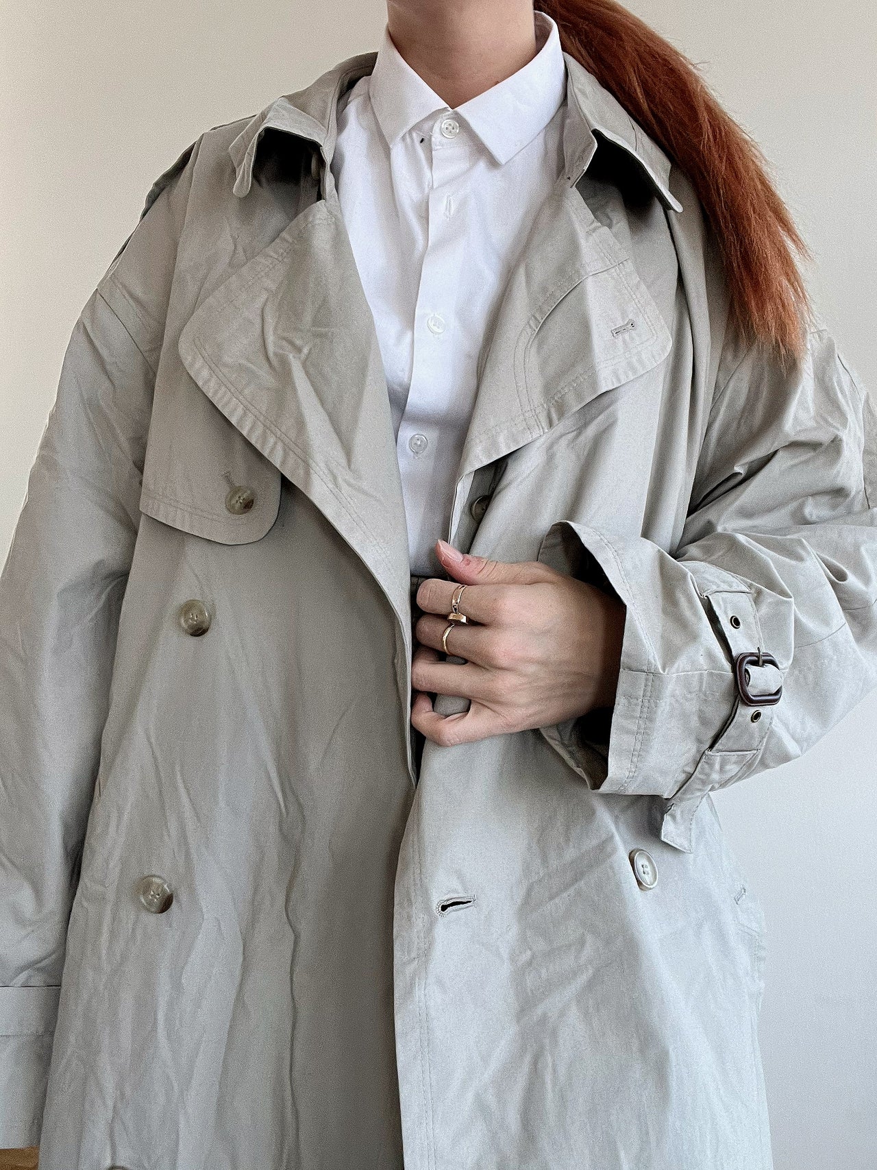 Trench coat vintage gris/beige  L oversized