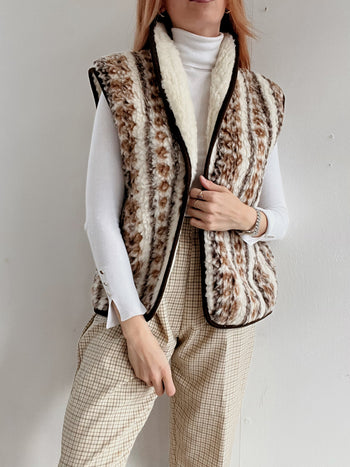 Gilet vintage sans manche en laine L