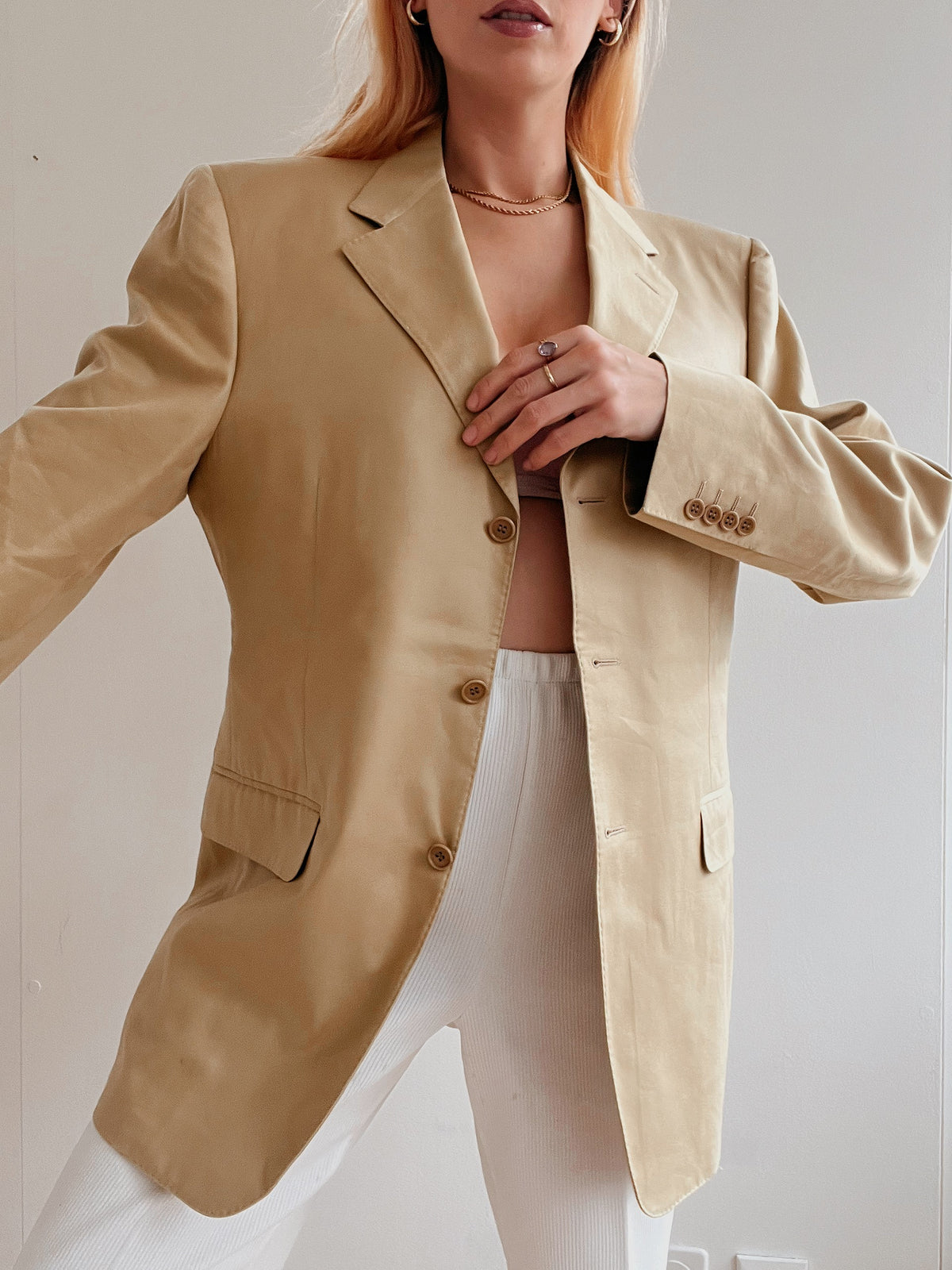 Veste blazer vintage beige/moutarde L