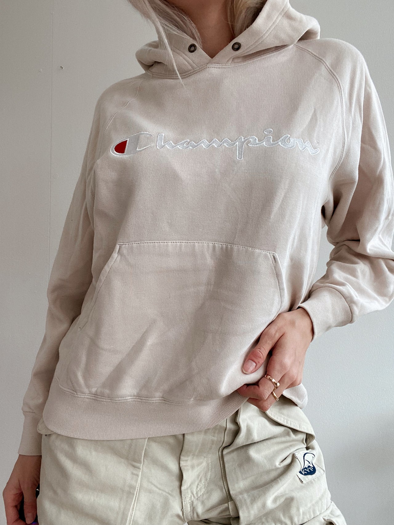 Pull beige à capuche Champion S