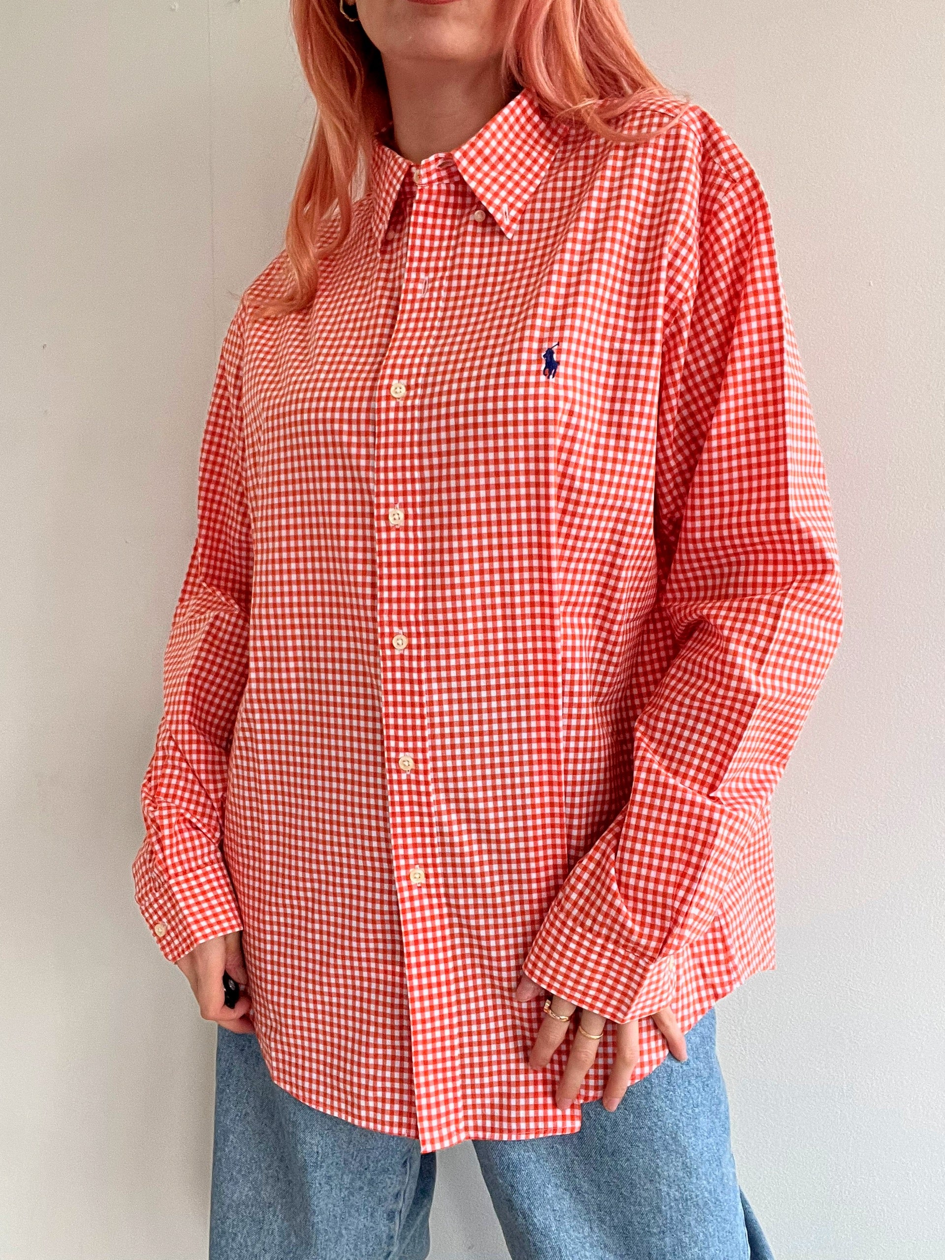 Chemise vintage Ralph Lauren à carreaux orange L
