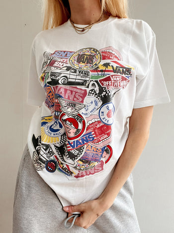 T-shirt vintage blanc Vans M