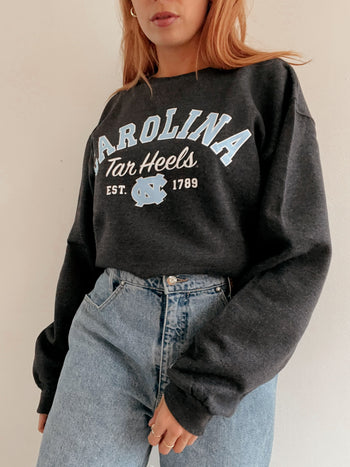 Pull vintage américain gris foncé et bleu clair L