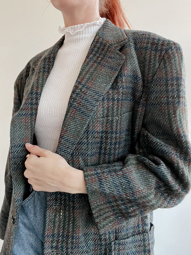 Veste blazer vintage en laine gris/khaki  XL