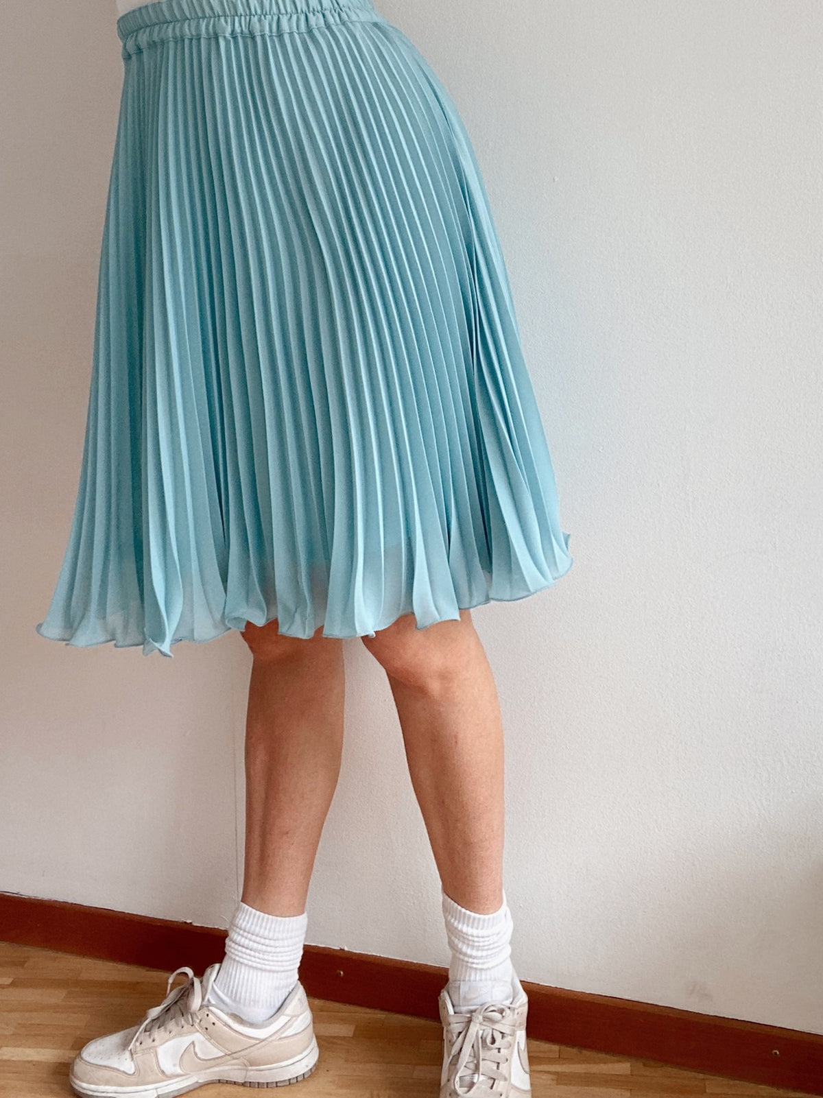 Jupe mi-longue Vintage turquoise plissée  M/L