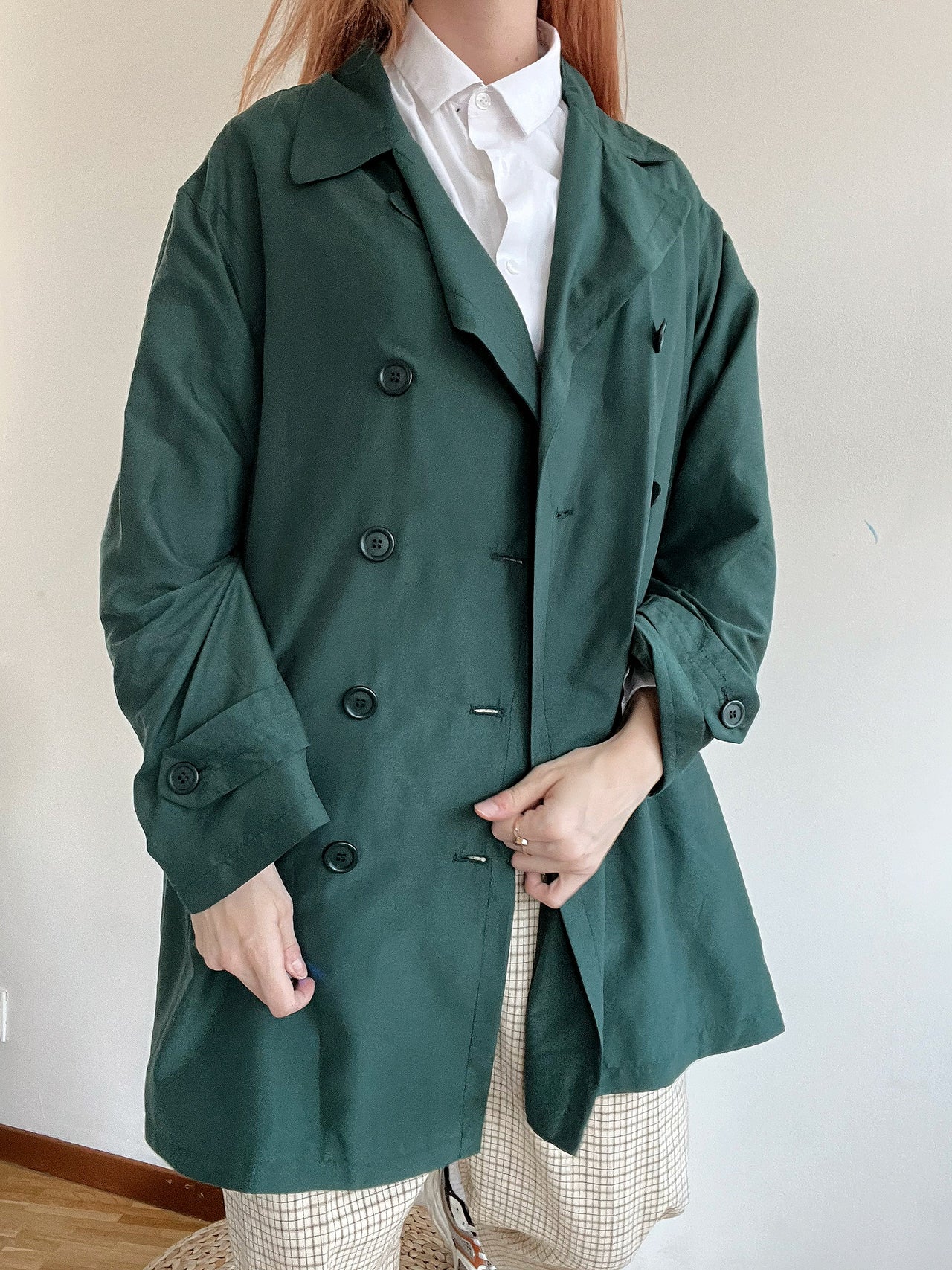 Trench coat vintage vert foncé M oversized