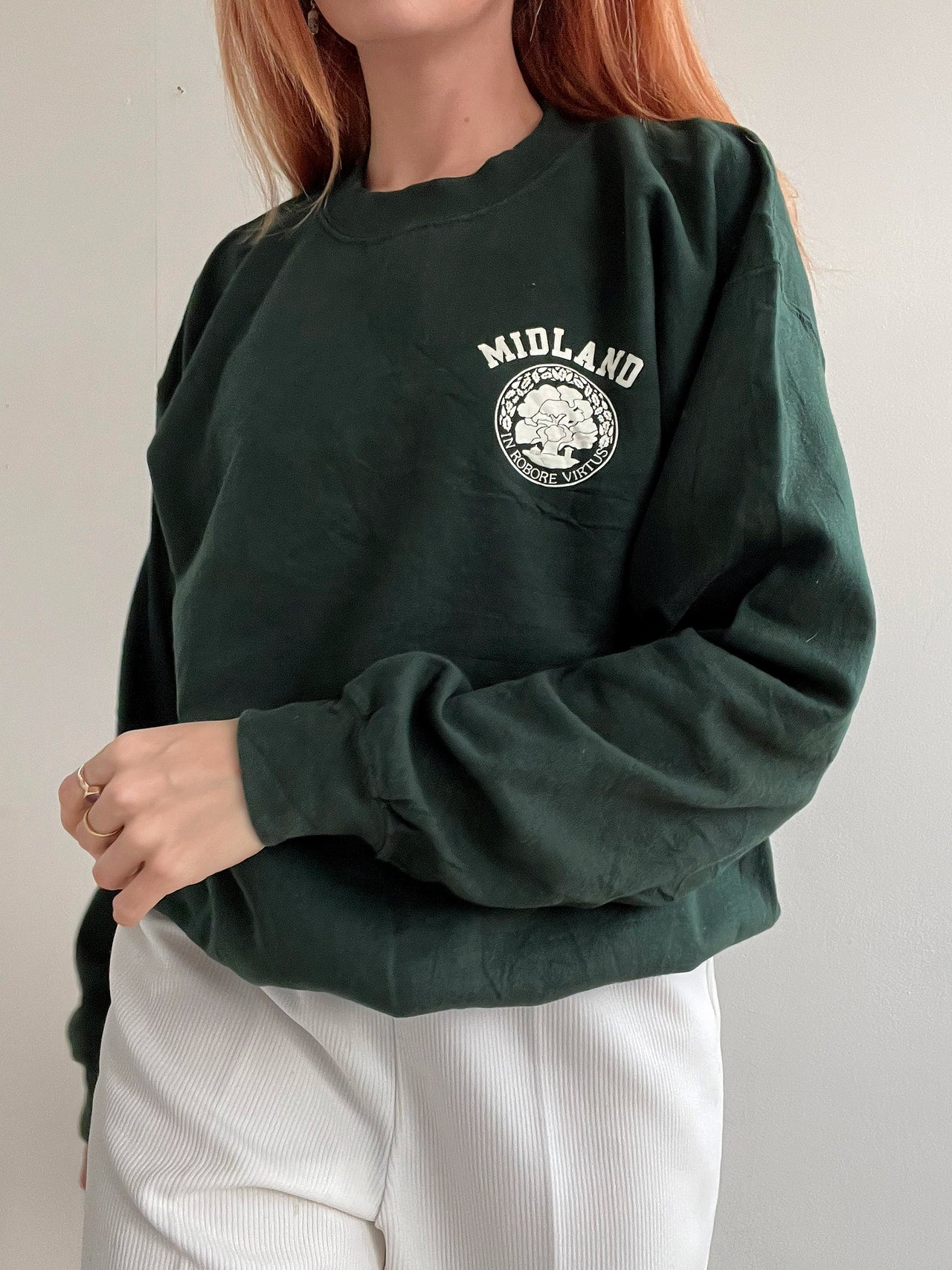 Pull vintage américain vert foncé L