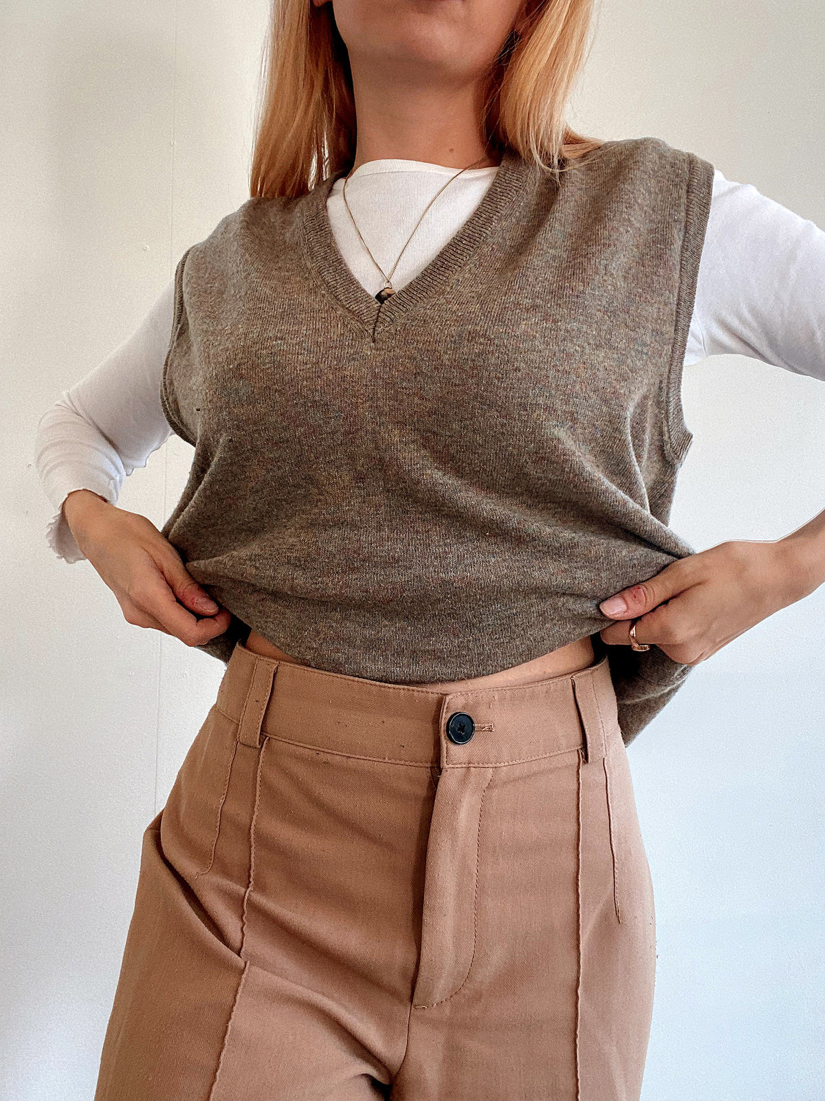 Gilet vintage sans manche beige