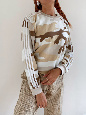 Pull militaire beige Adidas S