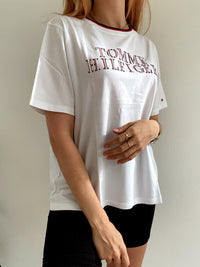 T-shirt vintage blanc bleue rouge Tommy Hilfiger XL
