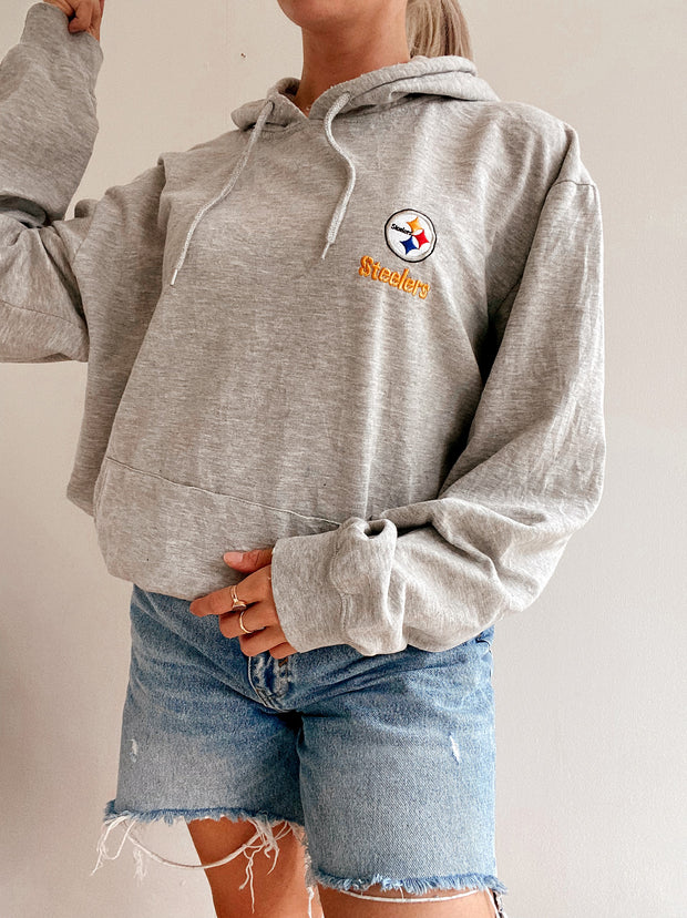 Vintage oversized gray hooded sweater in fine cotton